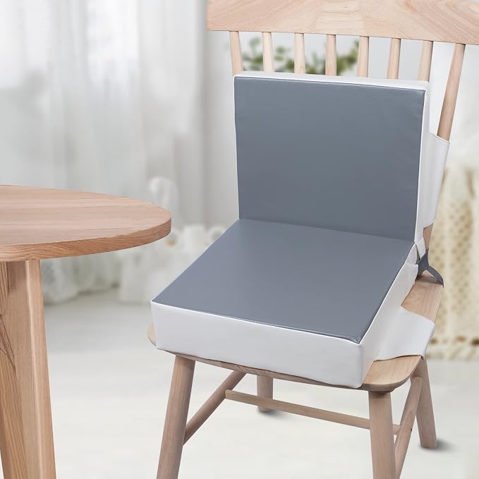 Kalawen Booster Seat for Kitchen Chair, Upgraded 2Pcs PU Washable Straps Safety