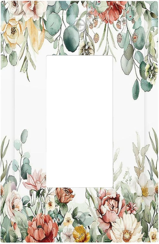 Decorative Outlet Covers Vintage Boho Floral Leaves Rustic Sage Botanical 1
