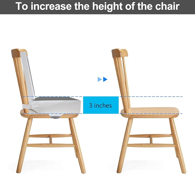 Kalawen Booster Seat for Kitchen Chair, Upgraded 2Pcs PU Washable Straps Safety