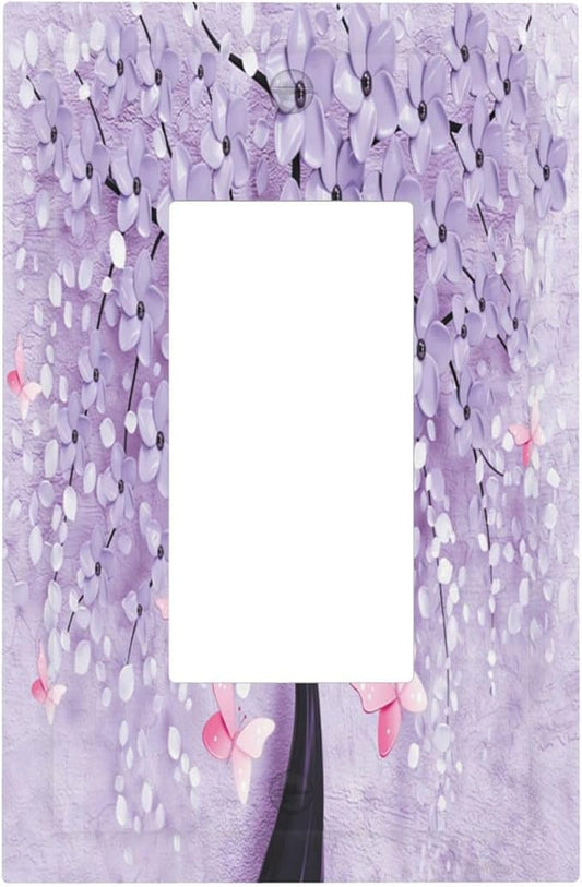 Outlet Covers 3D Purple Tree 1 Gang Wall Plate Single Rocker Light Switch Cover