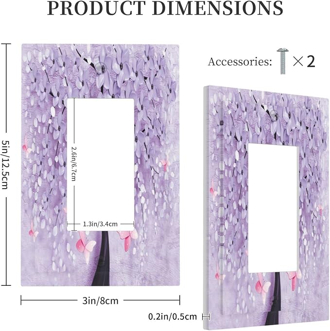 Outlet Covers 3D Purple Tree 1 Gang Wall Plate Single Rocker Light Switch Cover
