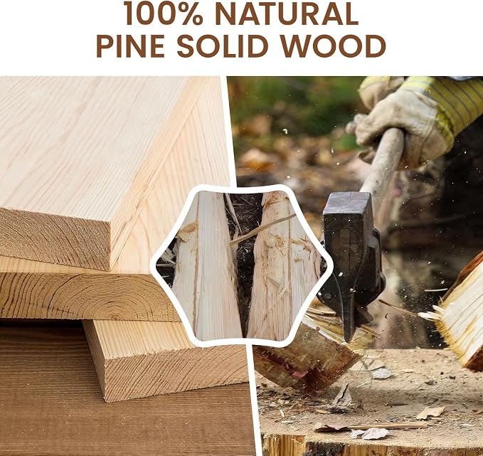 Heimlove Pine Wood Floating Shelves, 8 Inch Deep Real Wood Shelves Set of 2, Wall Mounted Rustic Wood 24x8 Floating Shelf with Invisible Brackets for Bedroom Kitchen Living Room - Honey Oak